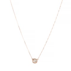 Rose Gold 0.80ct Diamond Bezel Set Solitaire Pendant Necklace in 14 Karat