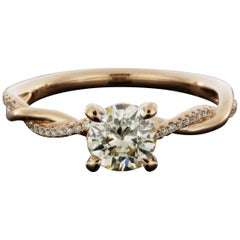 Rose Gold 0.87 Carat Round Diamond Straight Engagement Ring