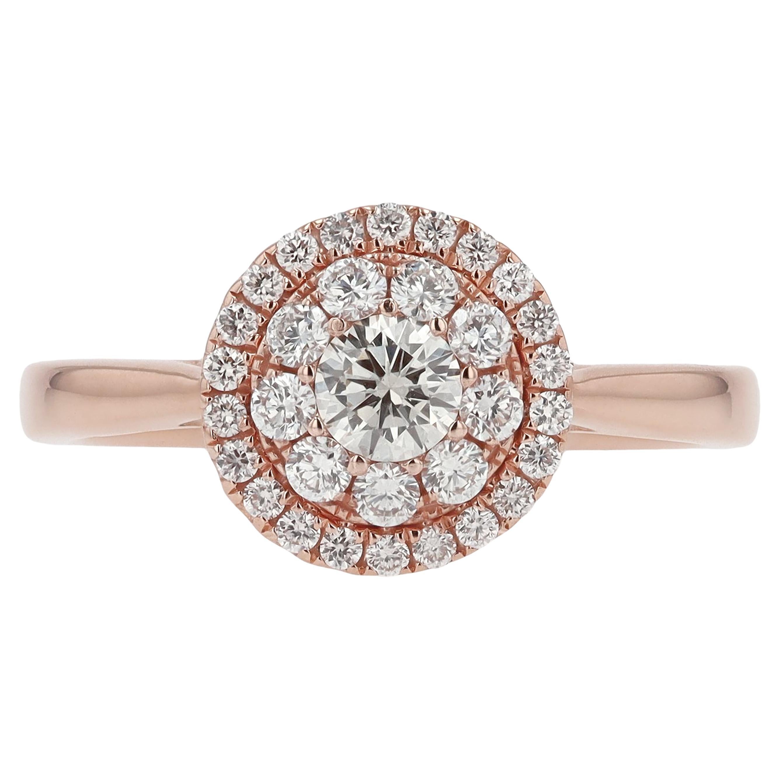 Rose Gold 1/2 Carat Diamond Cluster Engagement Ring