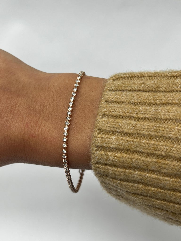 Rose Gold 1 Carat Tennis Bracelet For Sale at 1stDibs