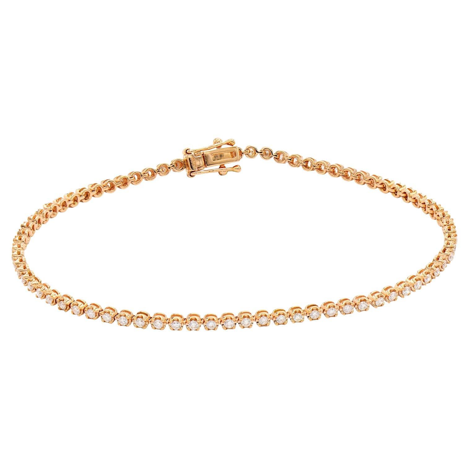 Rose Gold 1 Carat Tennis Bracelet For Sale