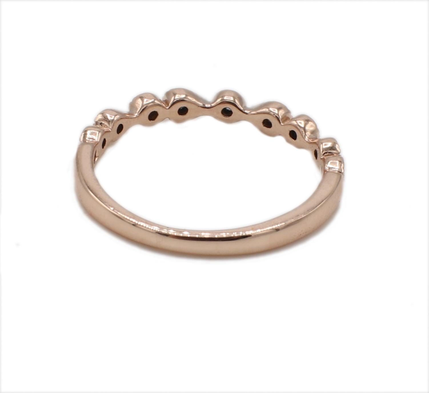 Modern Rose Gold .10 Carat Natural Diamond Stackable Band Ring For Sale