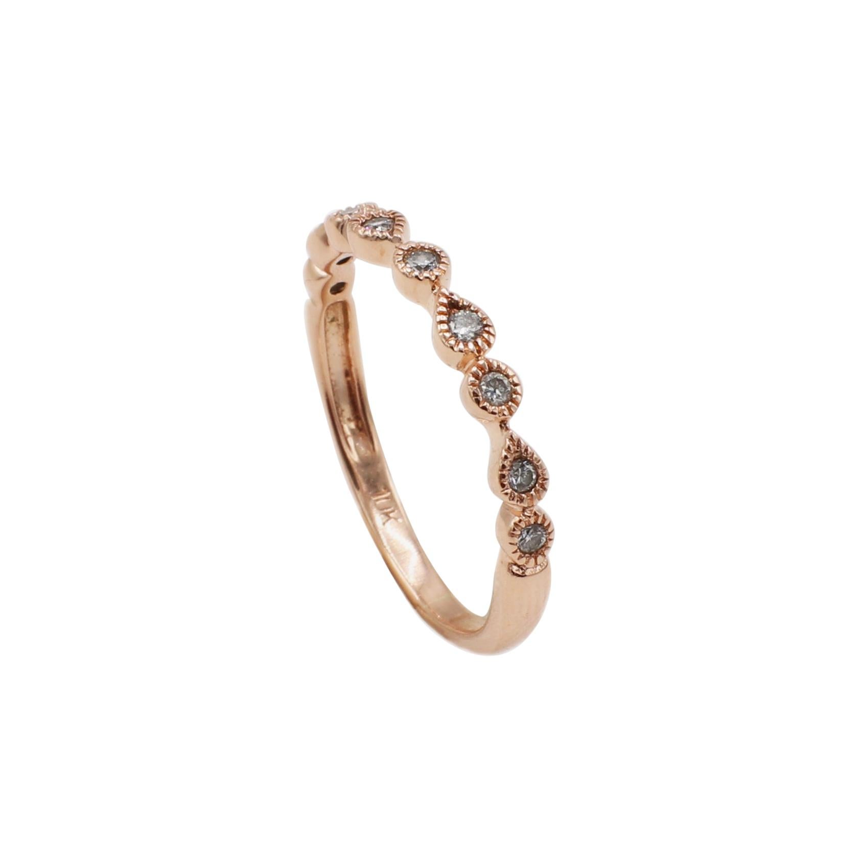 Rose Gold .10 Carat Natural Diamond Stackable Band Ring For Sale