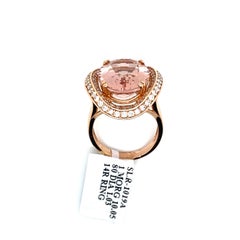 Rose Gold 10.05 Ct Morganite and Diamond Royal Ring