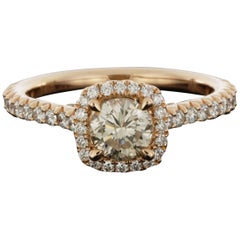 Rose Gold 1.21 Carat Round Diamond Halo Engagement Ring