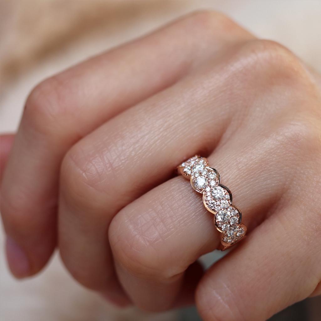 Rose Gold 1.5 Carat Diamond Mosaic Set Eternity Stacking Wedding Ring For Sale 5