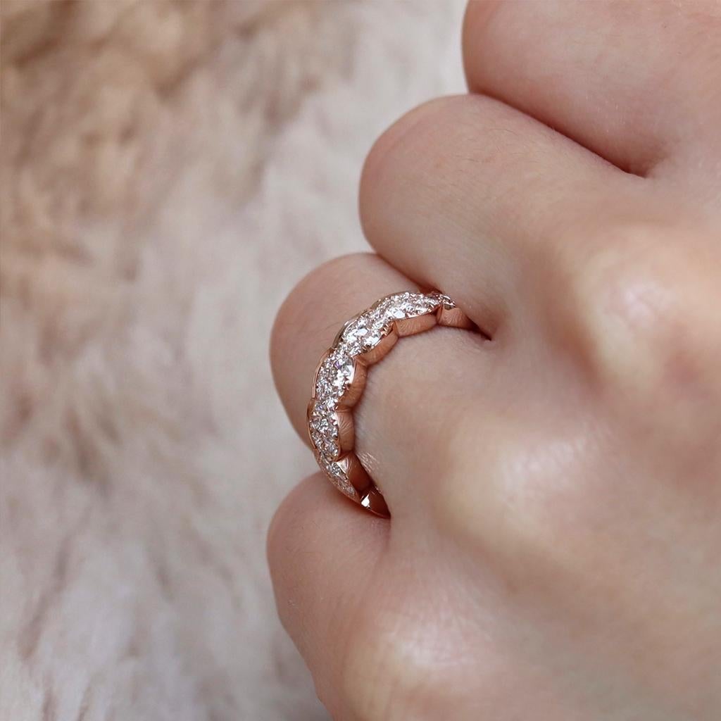 Rose Gold 1.5 Carat Diamond Mosaic Set Eternity Stacking Wedding Ring For Sale 7