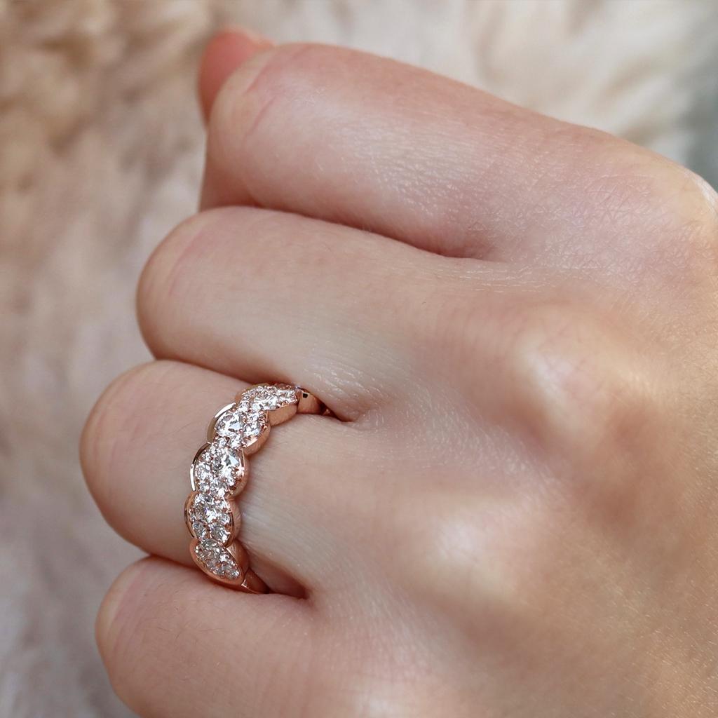 Rose Gold 1.5 Carat Diamond Mosaic Set Eternity Stacking Wedding Ring For Sale 8