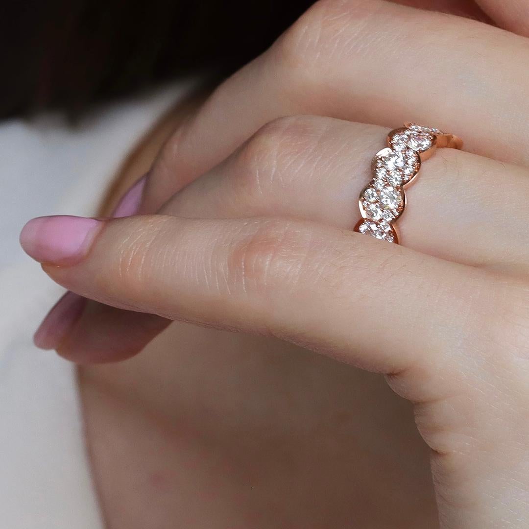 Rose Gold 1.5 Carat Diamond Mosaic Set Eternity Stacking Wedding Ring For Sale 10