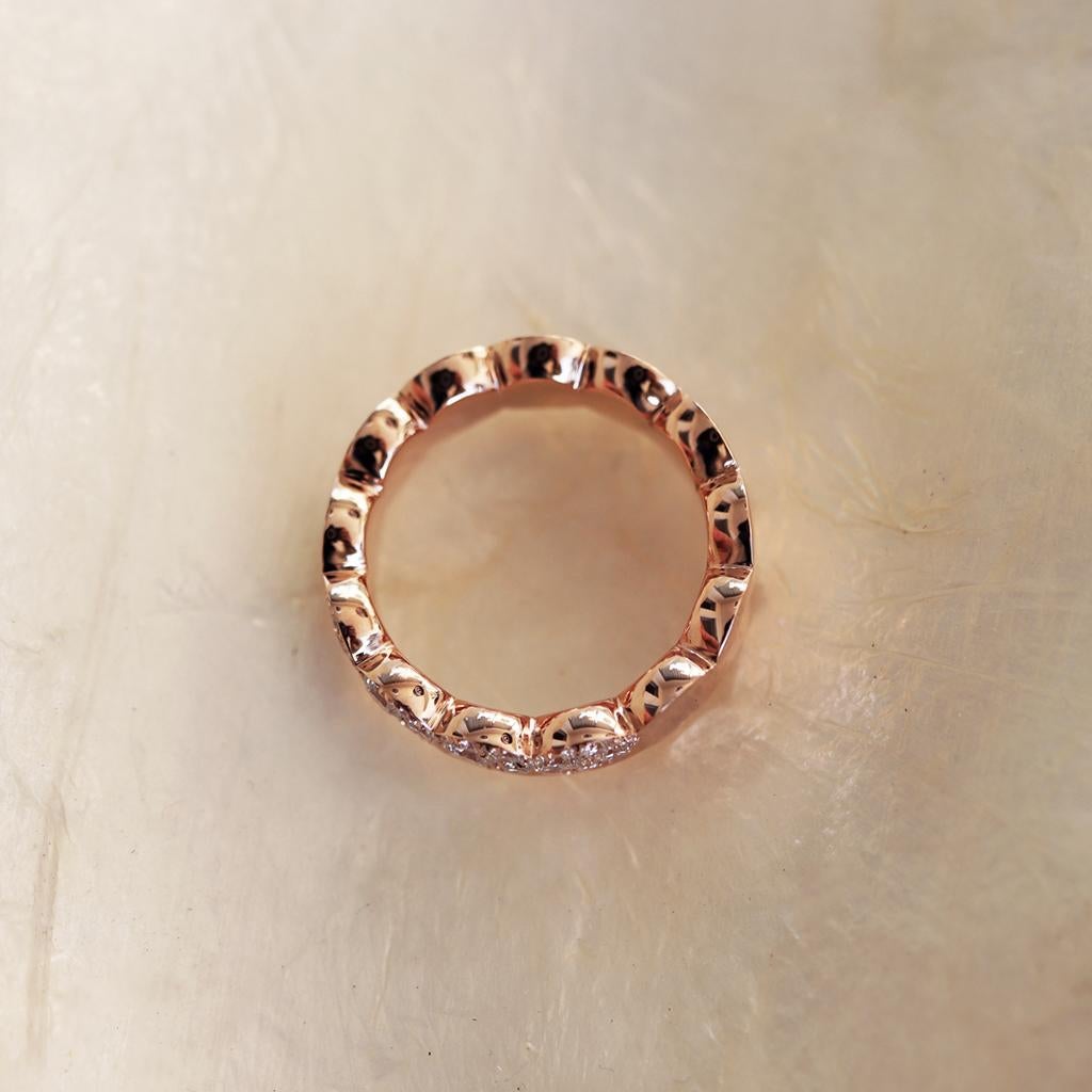 Artist Rose Gold 1.5 Carat Diamond Mosaic Set Eternity Stacking Wedding Ring For Sale