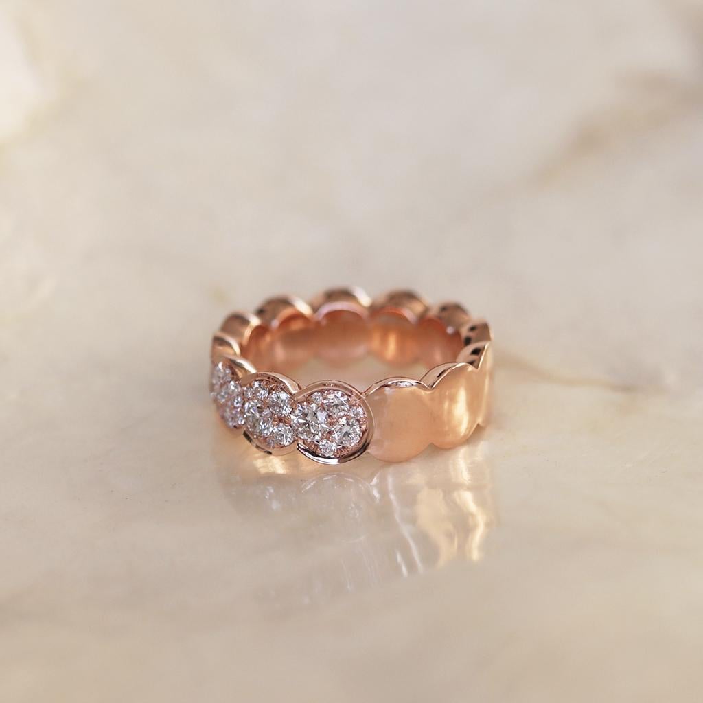 Brilliant Cut Rose Gold 1.5 Carat Diamond Mosaic Set Eternity Stacking Wedding Ring For Sale