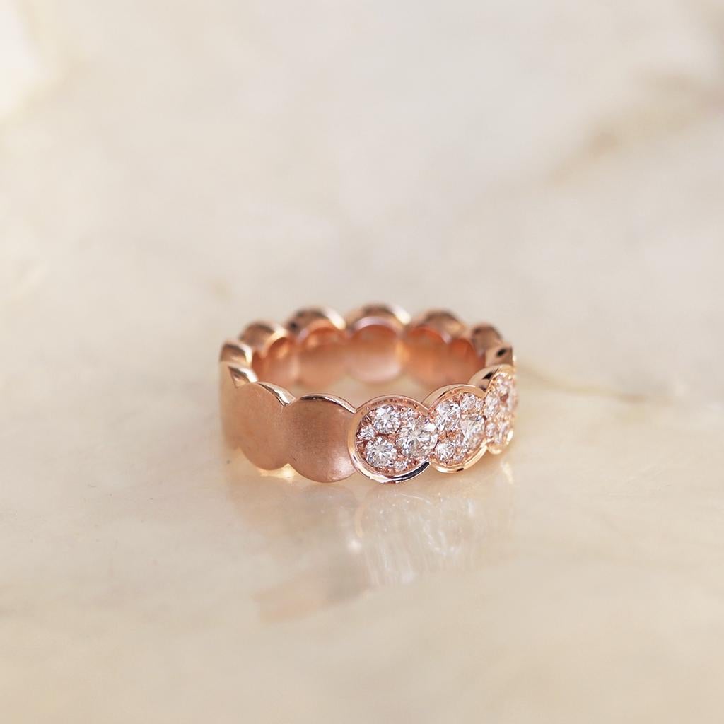 Rose Gold 1.5 Carat Diamond Mosaic Set Eternity Stacking Wedding Ring In New Condition In Antwerp, BE
