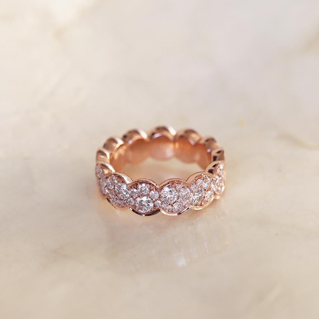 Rose Gold 1.5 Carat Diamond Mosaic Set Eternity Stacking Wedding Ring For Sale 1