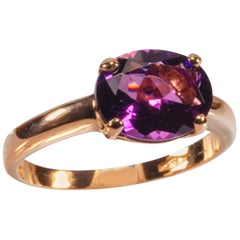 Rose Gold 18 Karat 2.0 Carat Oval Purple Amethyst