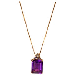 Rose Gold 18 Karat 4.20 Carat Purple Amethyst and Diamond Necklace