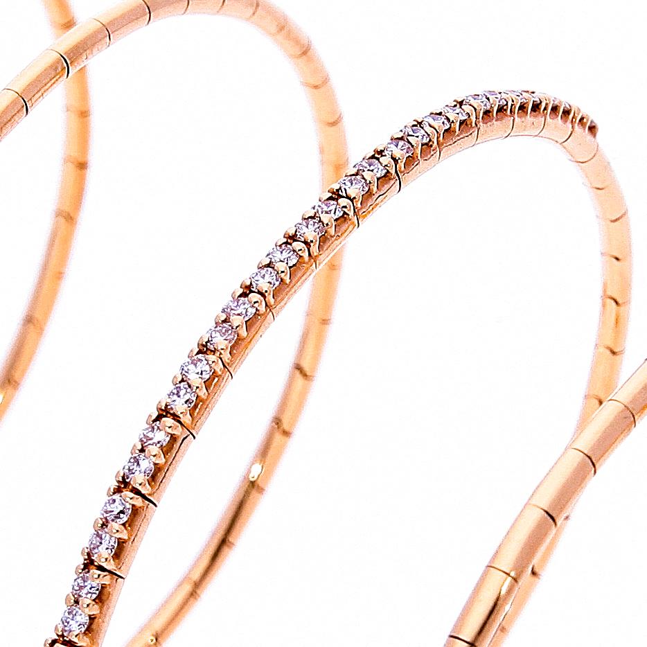 0.54 ct of Diamonds on 18 Kt Rose Gold Elastic Spiral Bracelet Made in Italy For Sale 1