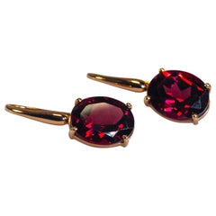 Rose Gold 18 Karat Red Garnet Earrings