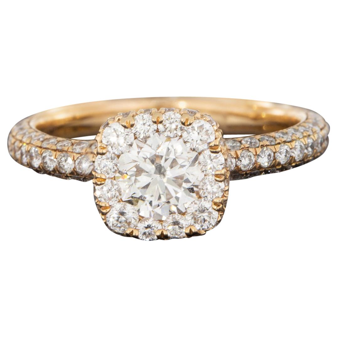 Rose Gold 1.80 Carat Round Diamond Halo Engagement Ring