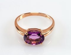 Rose Gold 18 Karat 2.0 Carat Oval Purple Amethyst