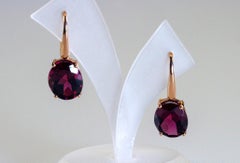 Rose Gold 18 Karat Red Garnet Earrings