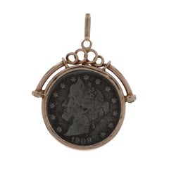 Rose Gold 1908 Liberty Head Nickle Coin Pendant - 14k Currency