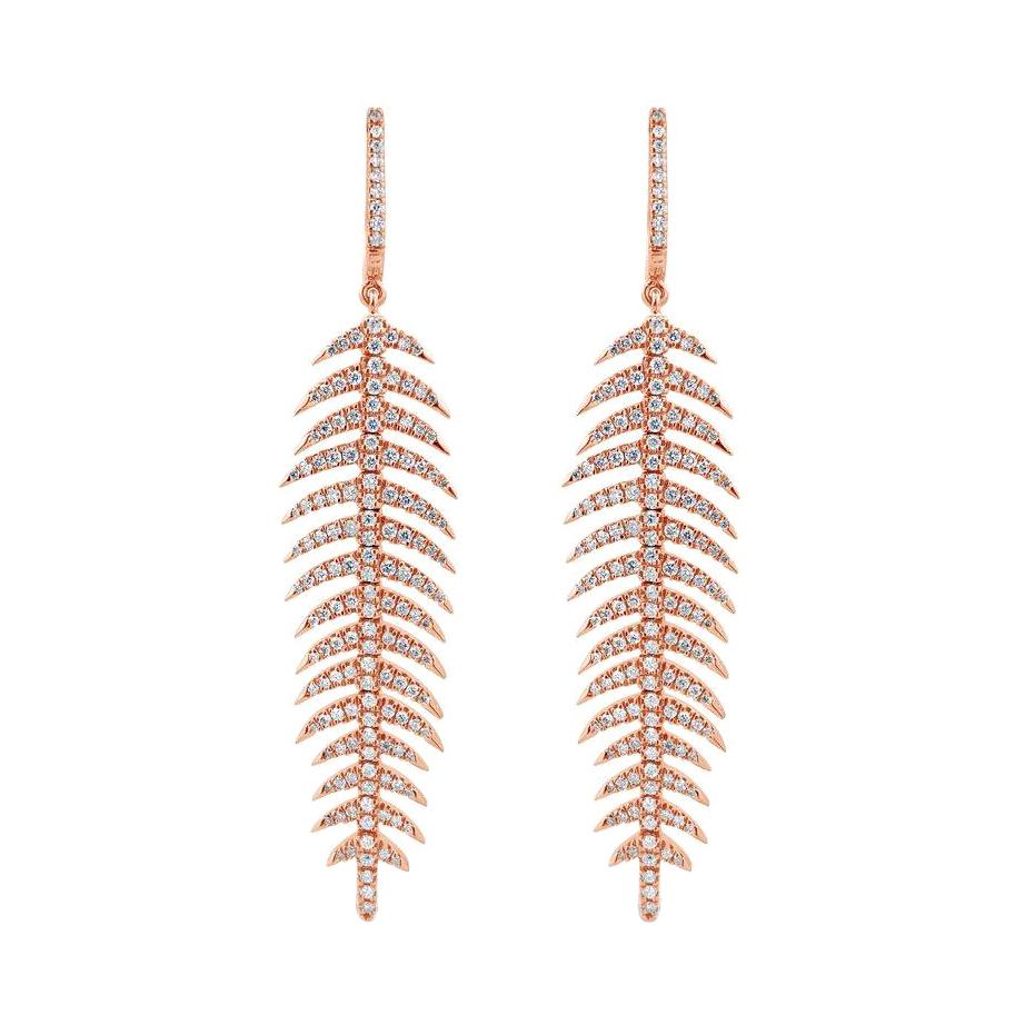 White Gold 2 Carat F Color VS Clarity Diamond LeafFishbone Drop