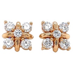 Boucles d'oreilles en or rose 2,17 TCW diamants en 18 carats