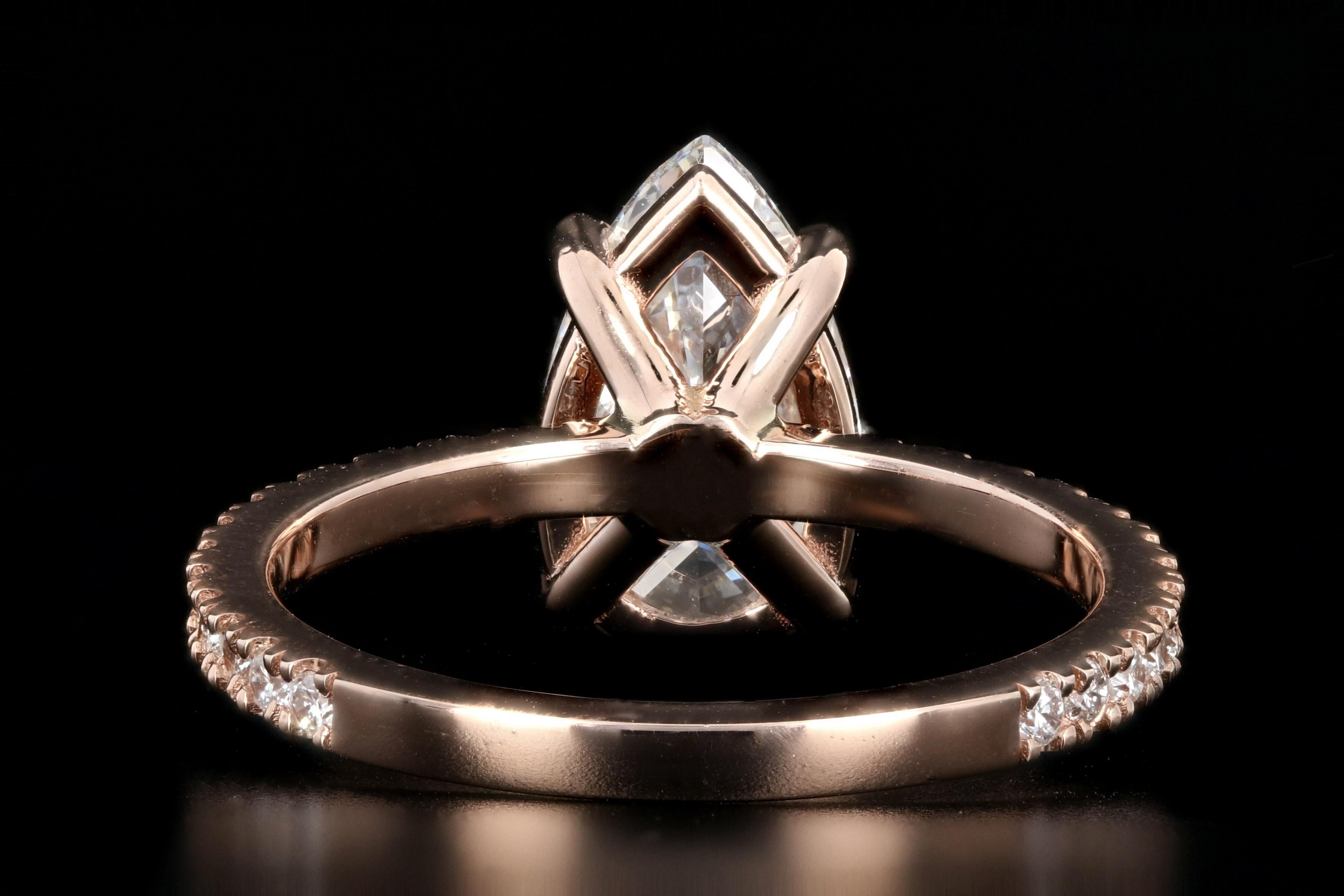 Rose Gold 2.24 Pear Cut Diamond Engagement Ring 2