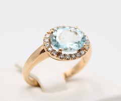 Rose Gold 2.28 Aquamarine Diamond Ring