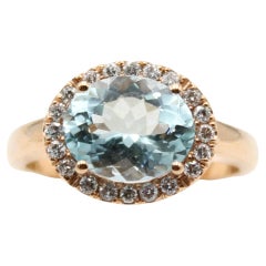 Rose Gold 2.28 Aquamarine Diamond Ring