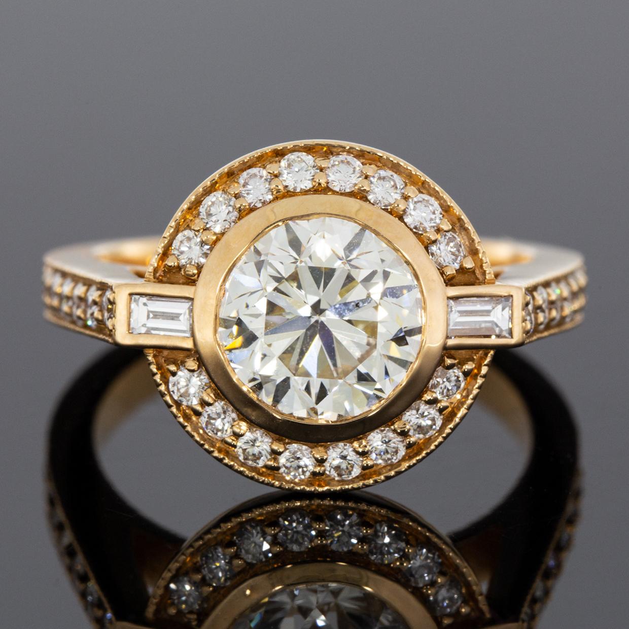 Women's Rose Gold 2.59 Carat GIA Certified Round Diamond Halo Engagement Ring