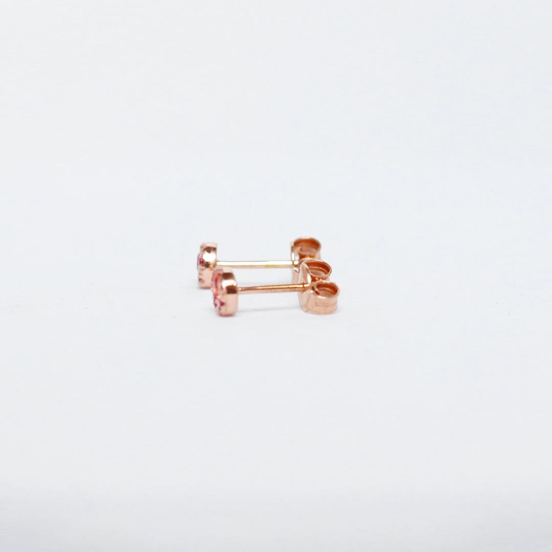 Donna Orecchini con diamante Padparadscha, zaffiro e spinello in oro rosa da 5 mm in vendita