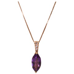 Rose Gold 18k 5.00 Carat Purple Amethyst and Diamond Necklace