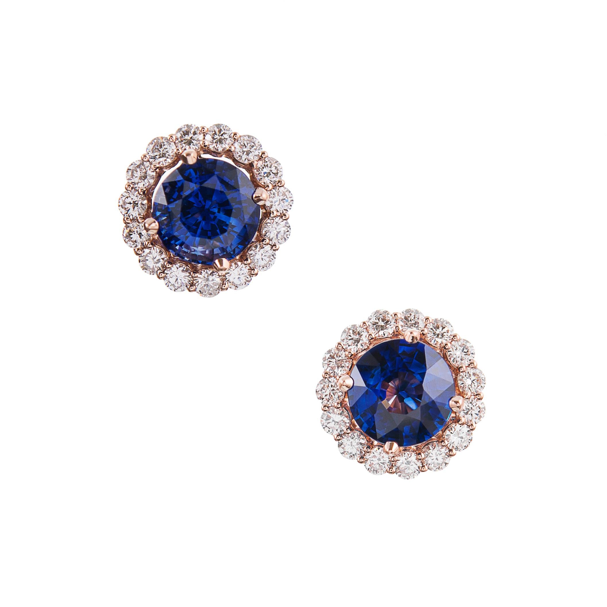 rose gold and sapphire earrings