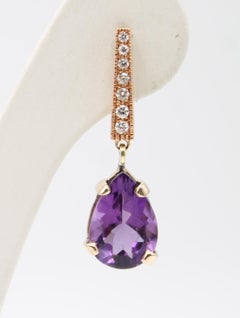 Rose Gold 7.3ct Amethyst Diamond Earrings