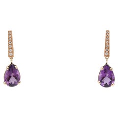 Rose Gold 7.3ct Amethyst Diamond Earrings