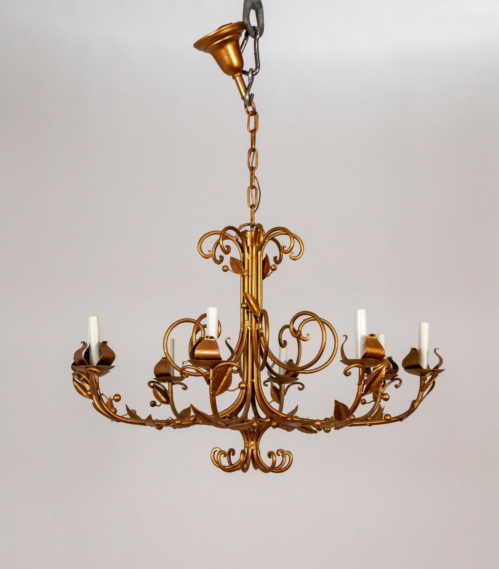 Rose Gold 8-Light C-Curve Berry Chandelier In Good Condition For Sale In San Francisco, CA
