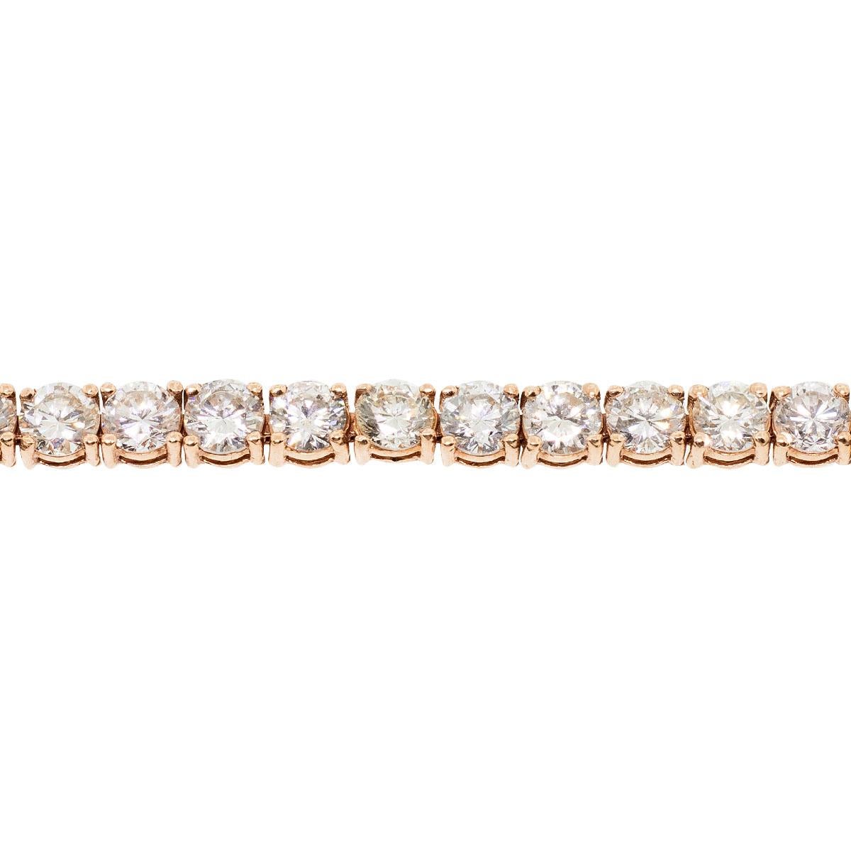 Rose Gold 8ctw Round Diamond Tennis 7 inch Bracelet In Excellent Condition For Sale In Boca Raton, FL