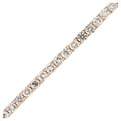 Bracelet tennis de 7 pouces en or rose avec diamants ronds de 8 carats
