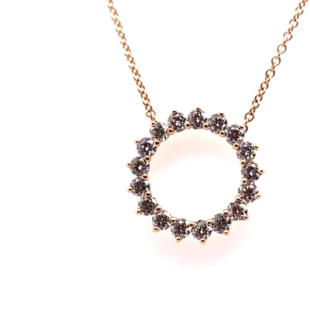This stunning 18k Rose Gold pendant is 16.5 mm in diameter and the Italian chain is 17.25