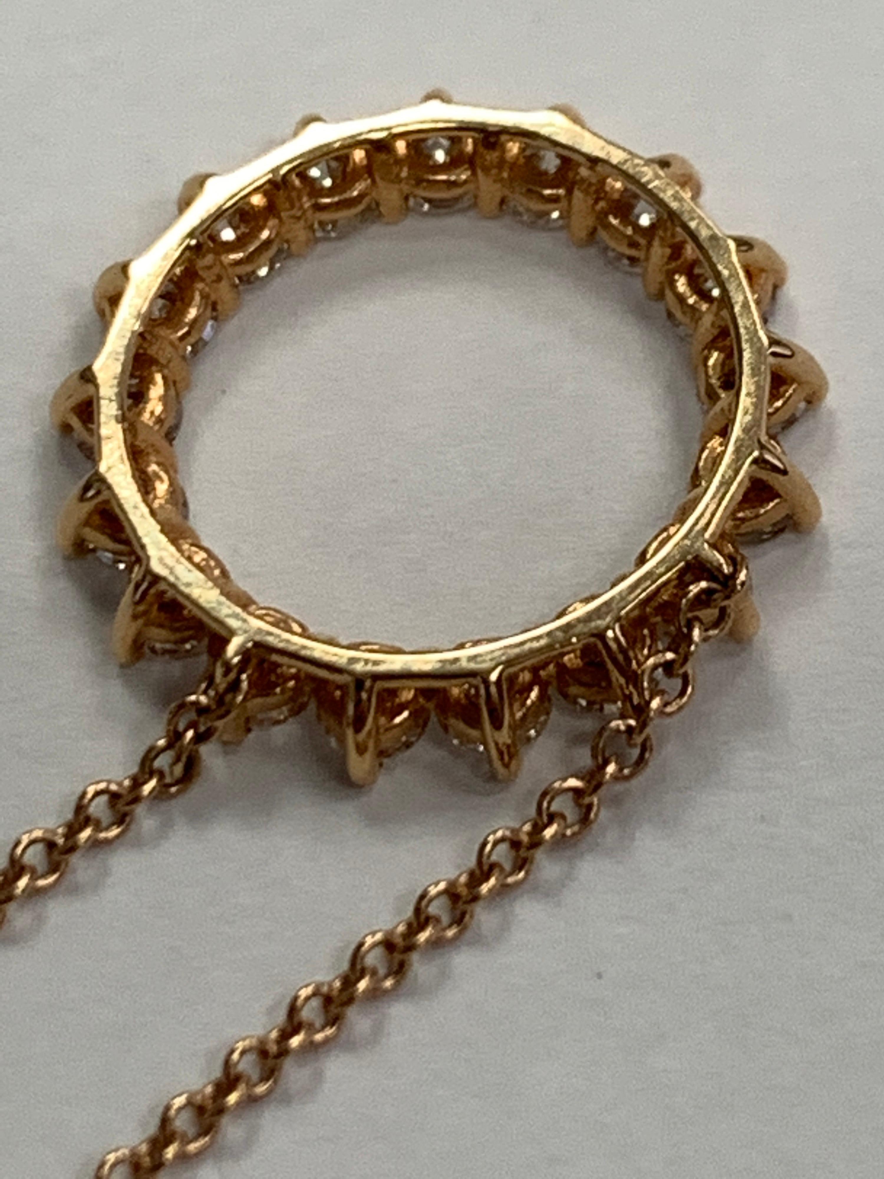 Women's Rose Gold .93 Carat Natural Colorless Round Brilliant Cut Diamond Modern Pendant For Sale