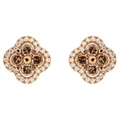 Rose Gold Alhambra 0.58 Carat Brown and White Diamond Stud Earrings