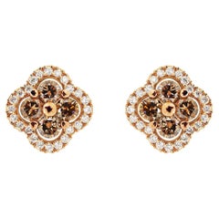 Rose Gold Alhambra 0.58 Carat Brown and White Diamond Stud Earrings