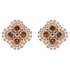Rose Gold Alhambra 1.02 ct. Brown and White Diamond Stud Earrings