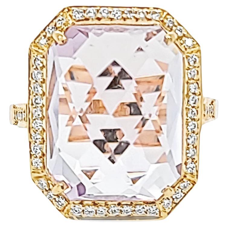 Rose Gold Amethyst and Diamond Cocktail Ring For Sale