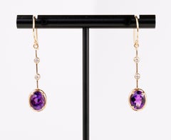 Rose Gold Amethyst and Diamond Earrings