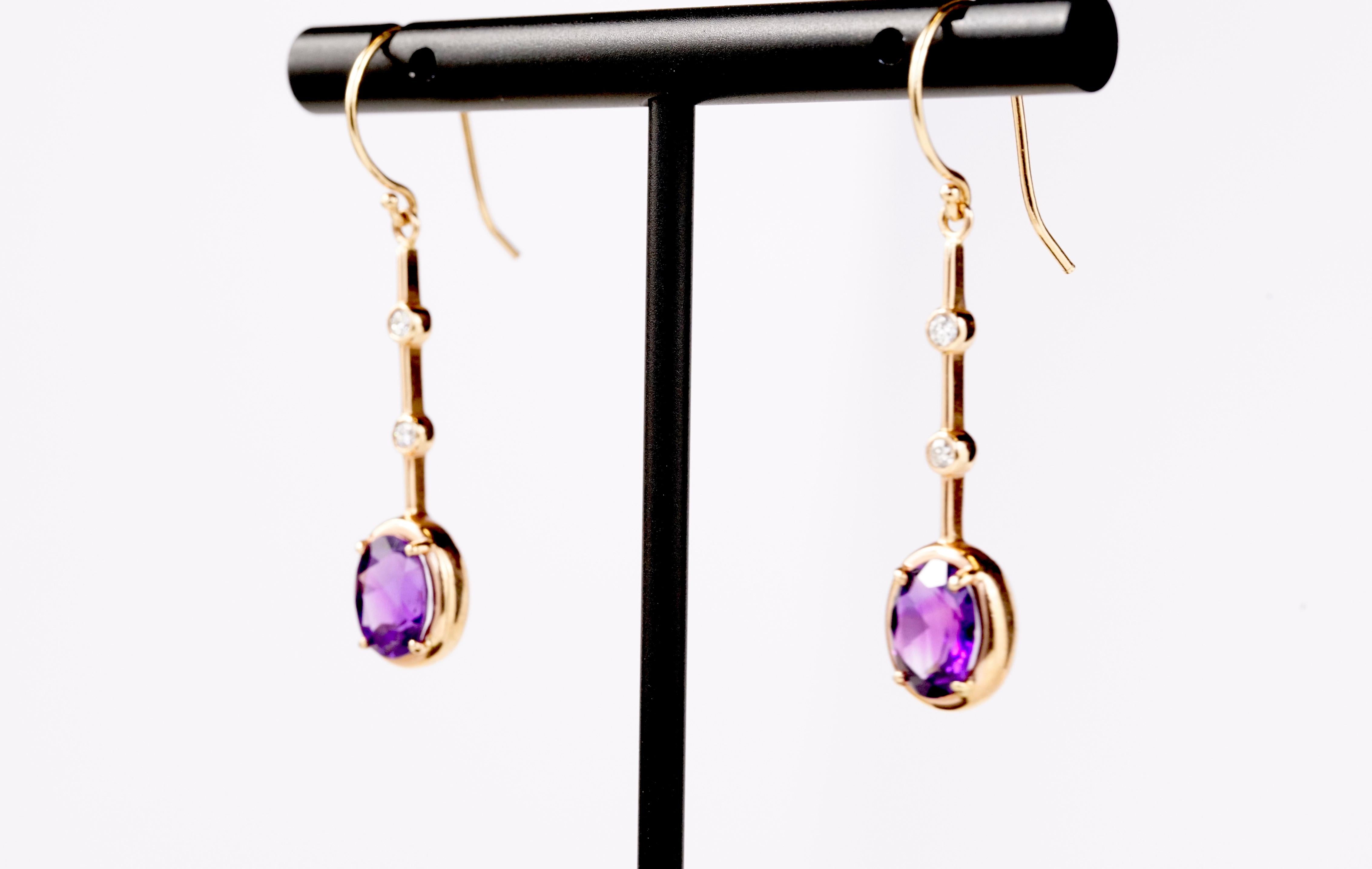 Rose Gold Amethyst and Diamond Earrings  For Sale 2