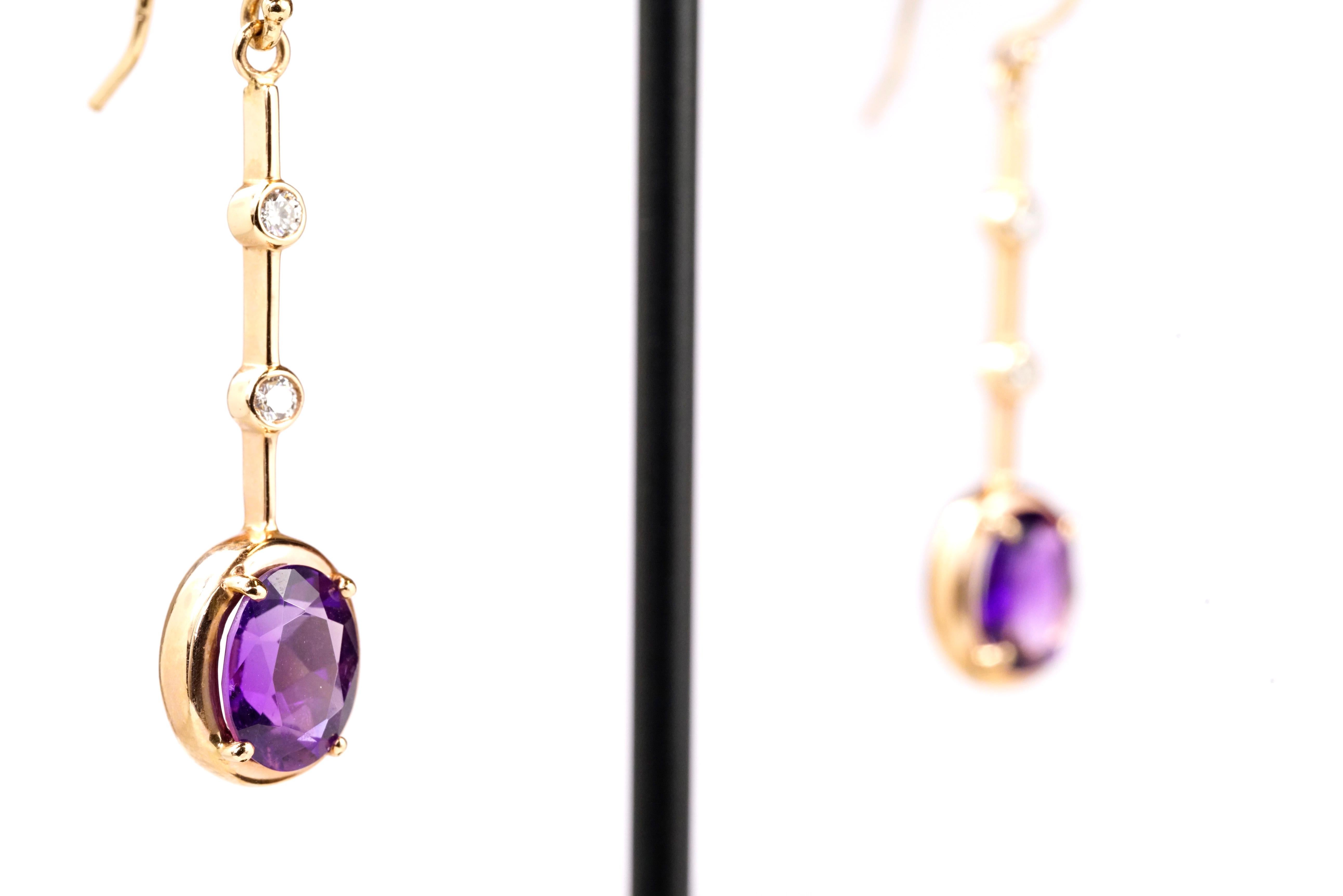 Rose Gold Amethyst and Diamond Earrings  For Sale 3