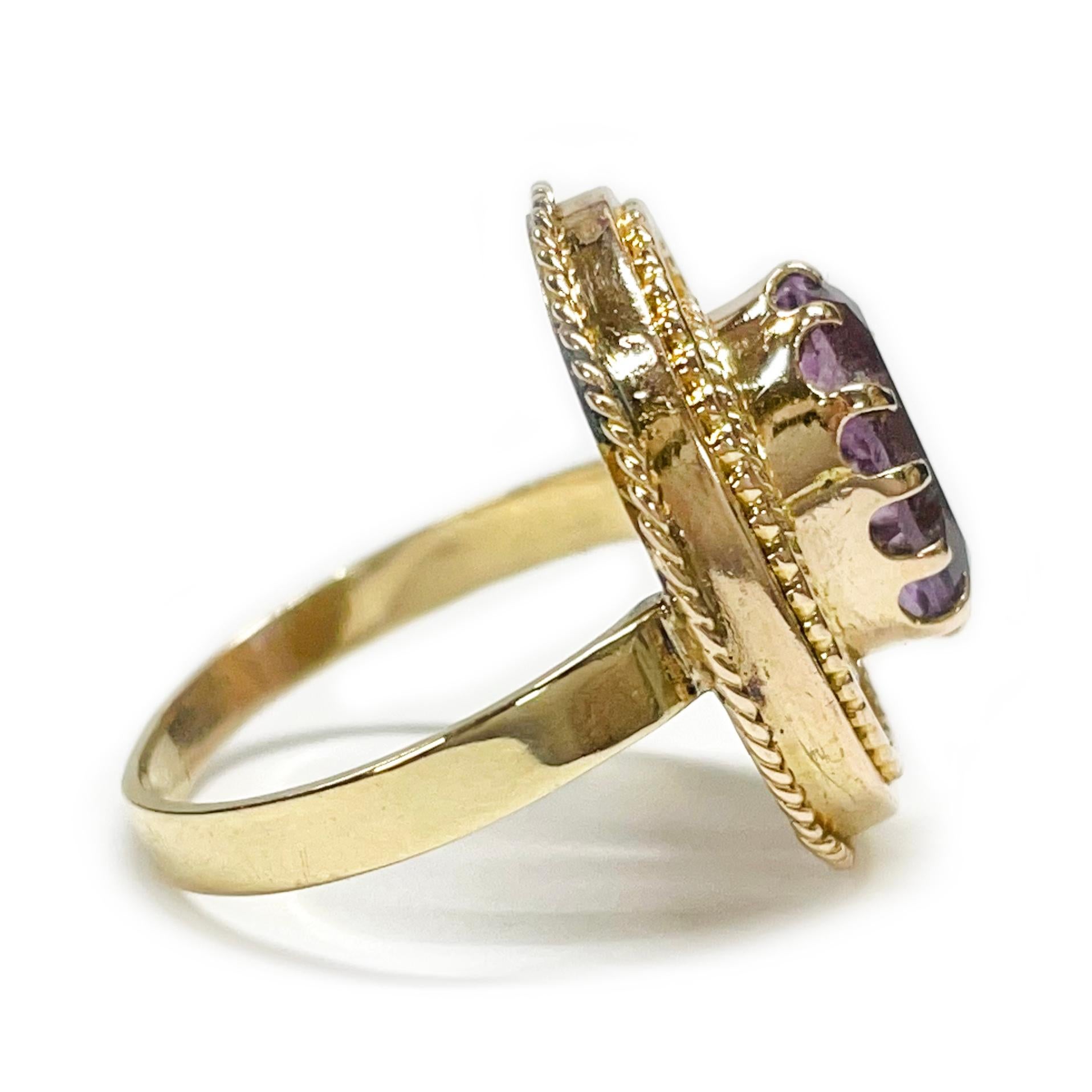 Retro Rose Gold Amethyst Cocktail Ring For Sale