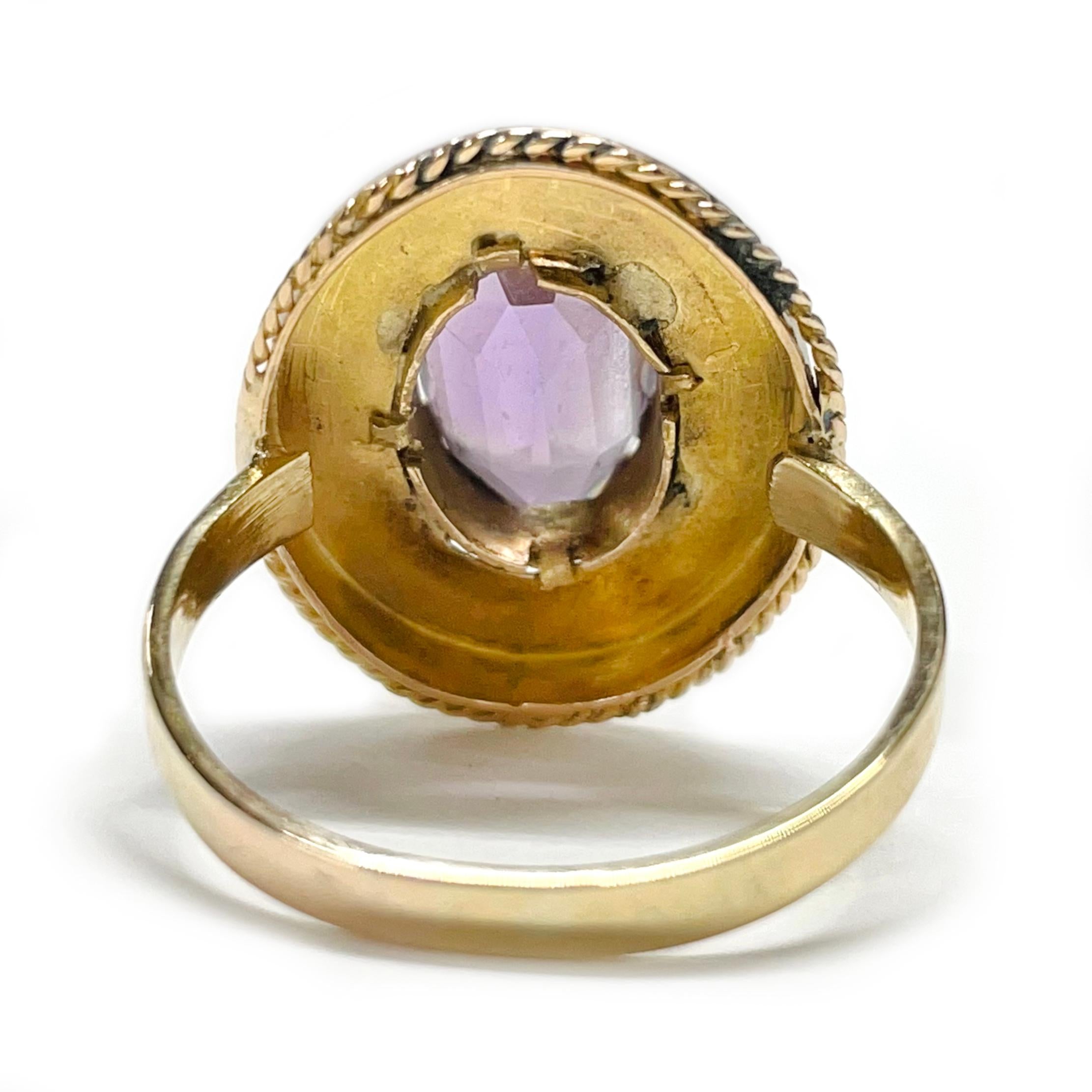 Oval Cut Rose Gold Amethyst Cocktail Ring For Sale